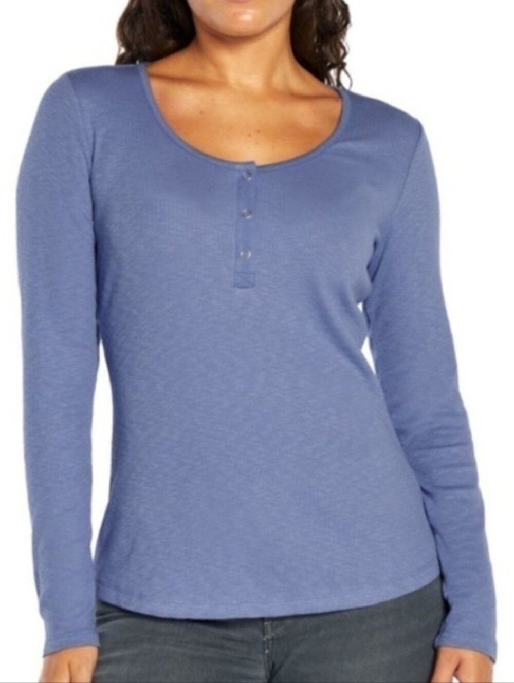 Eddie Bauer Scoop Snap Henley Long Sleeve T-shirt Colony Blue XXL